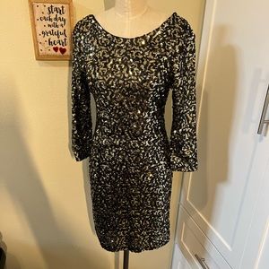 MM Couture Black and Gold sequins Dress